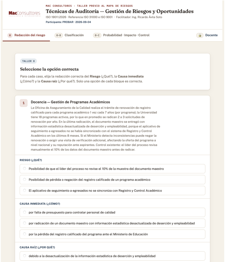 RIESGO ISO 31000 TALLER